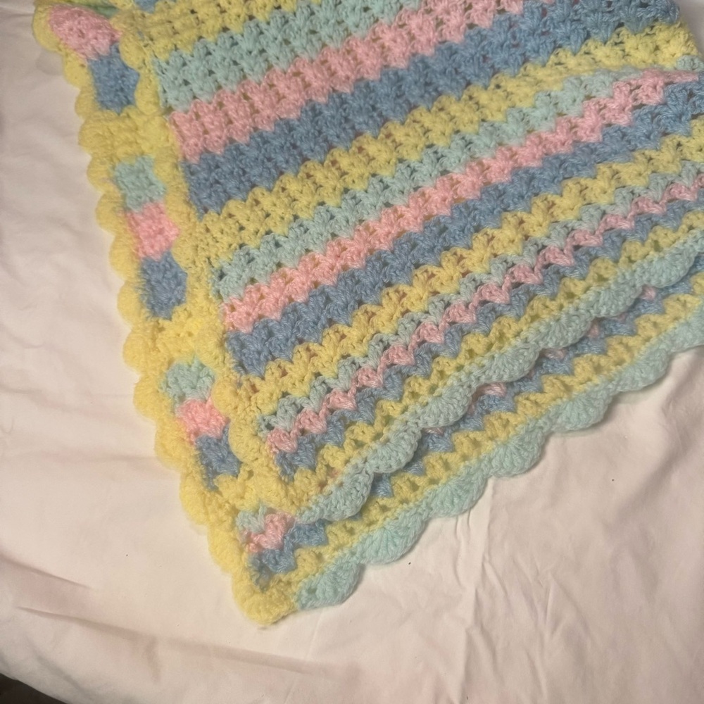 Pastel Multicolor Crochet beautiful hand made baby Blanket